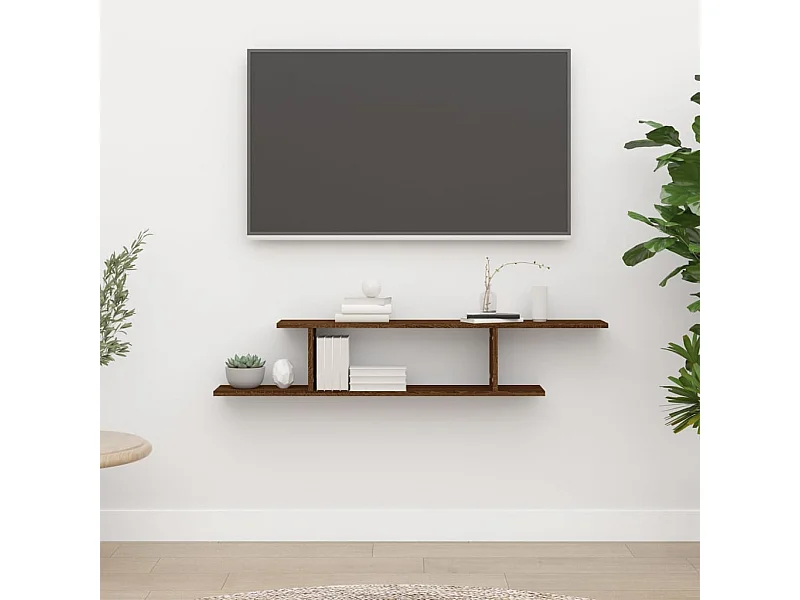 Étagère TV murale Chêne marron 125x18x23 cm Bois d'ingénierie