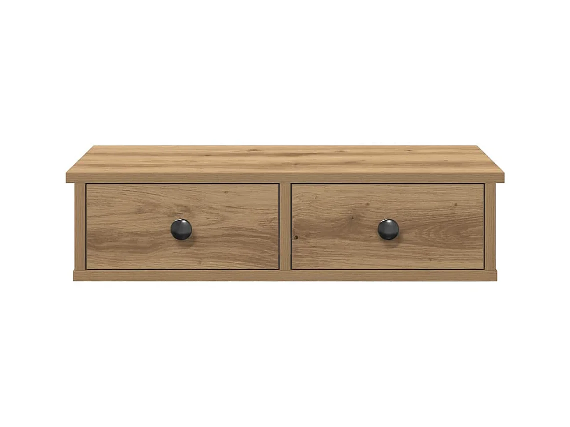 Mensola da parete con cassetti realizzata artigianalmente in legno di rovere