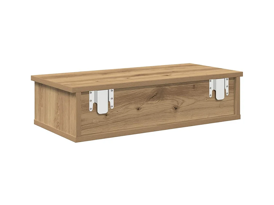 Mensola da parete con cassetti realizzata artigianalmente in legno di rovere