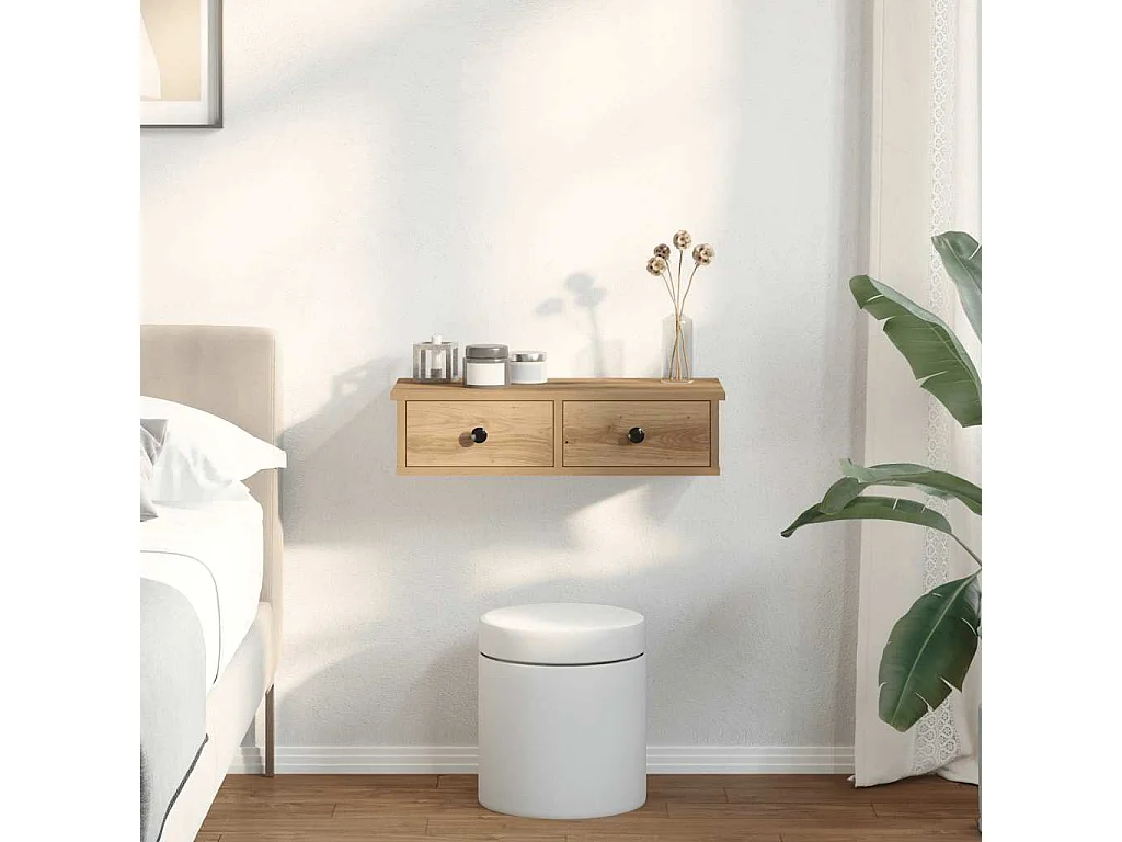 Étagère murale avec tiroirs chêne artisanal bois d'ingénierie