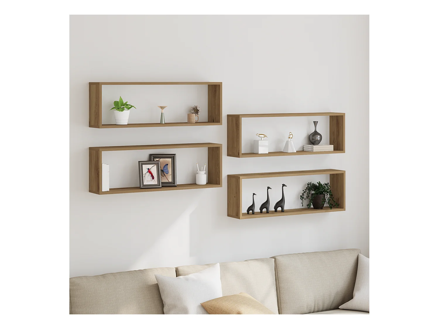 Étagères murales 4 pièces Chêne Artisan 80x15x26 cm en bois d'ingénierie