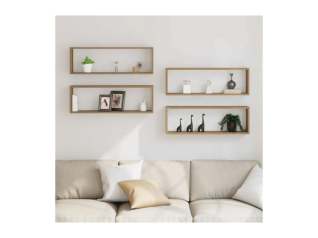 Étagères murales 4 pièces Chêne Artisan 80x15x26 cm en bois d'ingénierie
