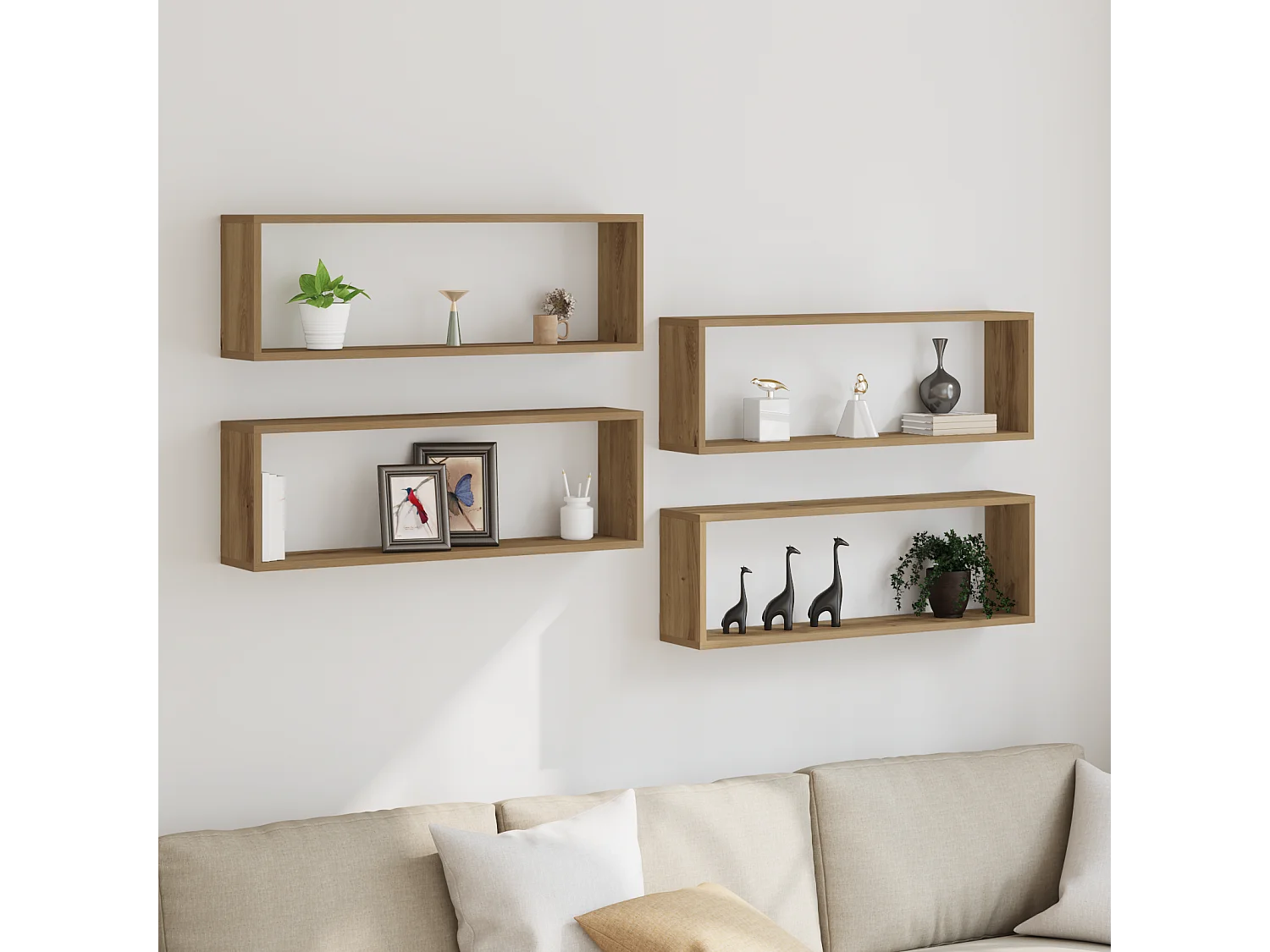 Étagères murales 4 pièces Chêne Artisan 80x15x26 cm en bois d'ingénierie