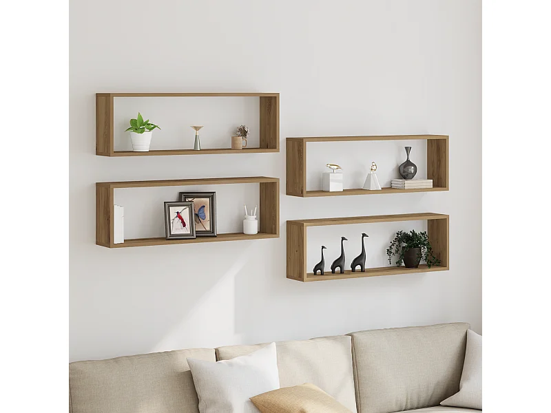 Étagères murales 4 pièces Chêne Artisan 80x15x26 cm en bois d'ingénierie