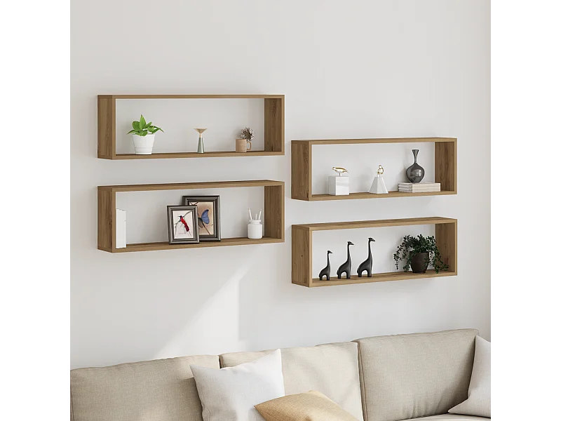 Étagères murales 4 pièces Chêne Artisan 80x15x26 cm en bois d'ingénierie
