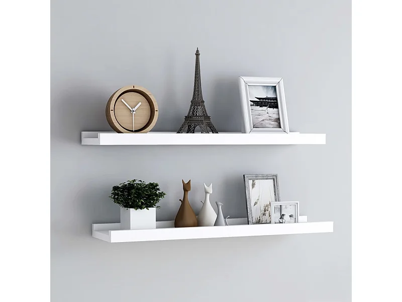 Fotolijstplanken 2 stuks Wit 80x9x3 cm MDF