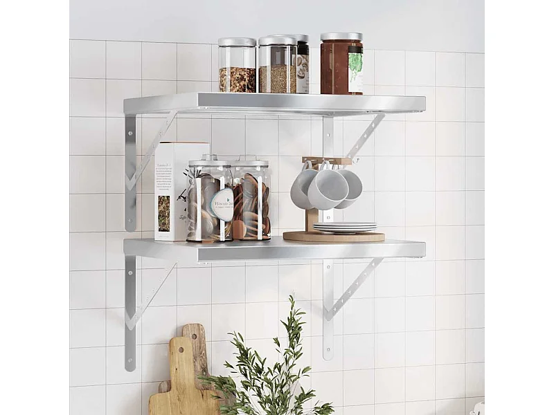 Mensole da parete 2 pz 50x40x3 cm acciaio inox argento