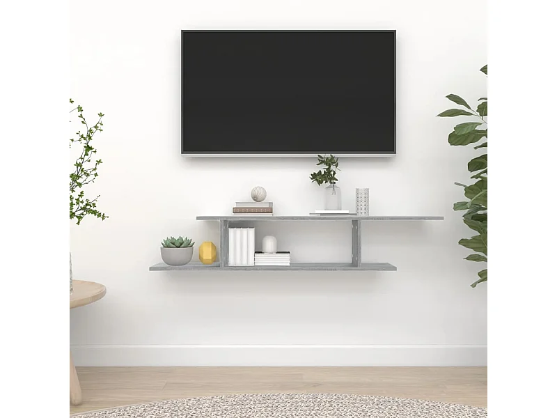 Sonoma Grey Wandgemonteerde TV-plank 125x18x23 cm Gemaakt van bewerkt hout