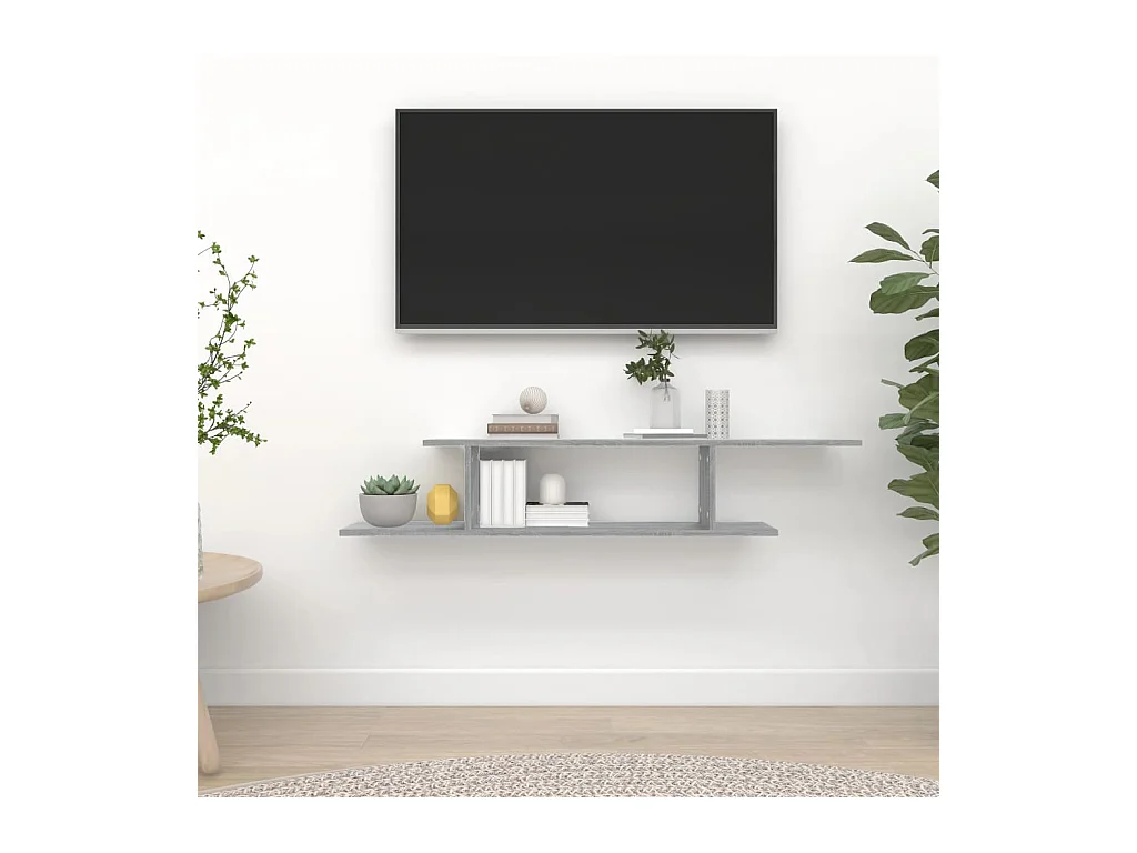 Sonoma Grey Wandgemonteerde TV-plank 125x18x23 cm Gemaakt van bewerkt hout