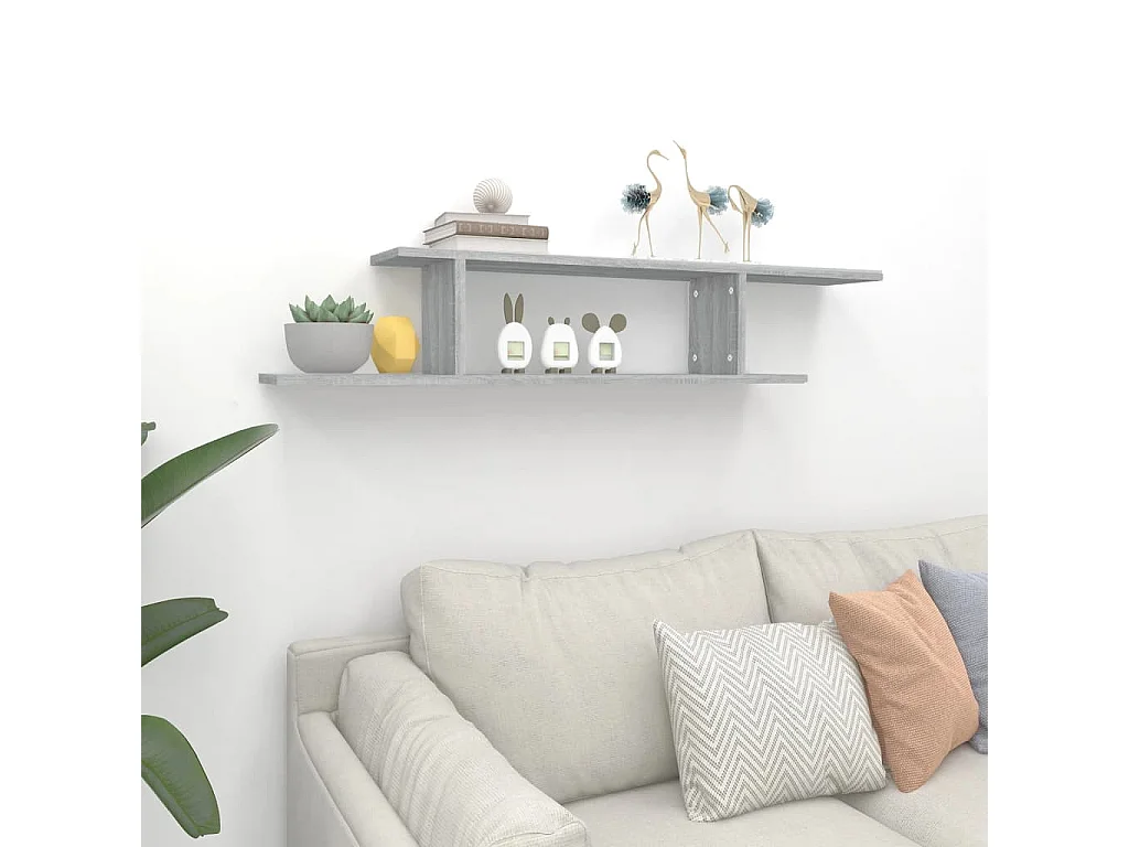 Étagère TV murale Sonoma gris 125x18x23 cm Bois d'ingénierie