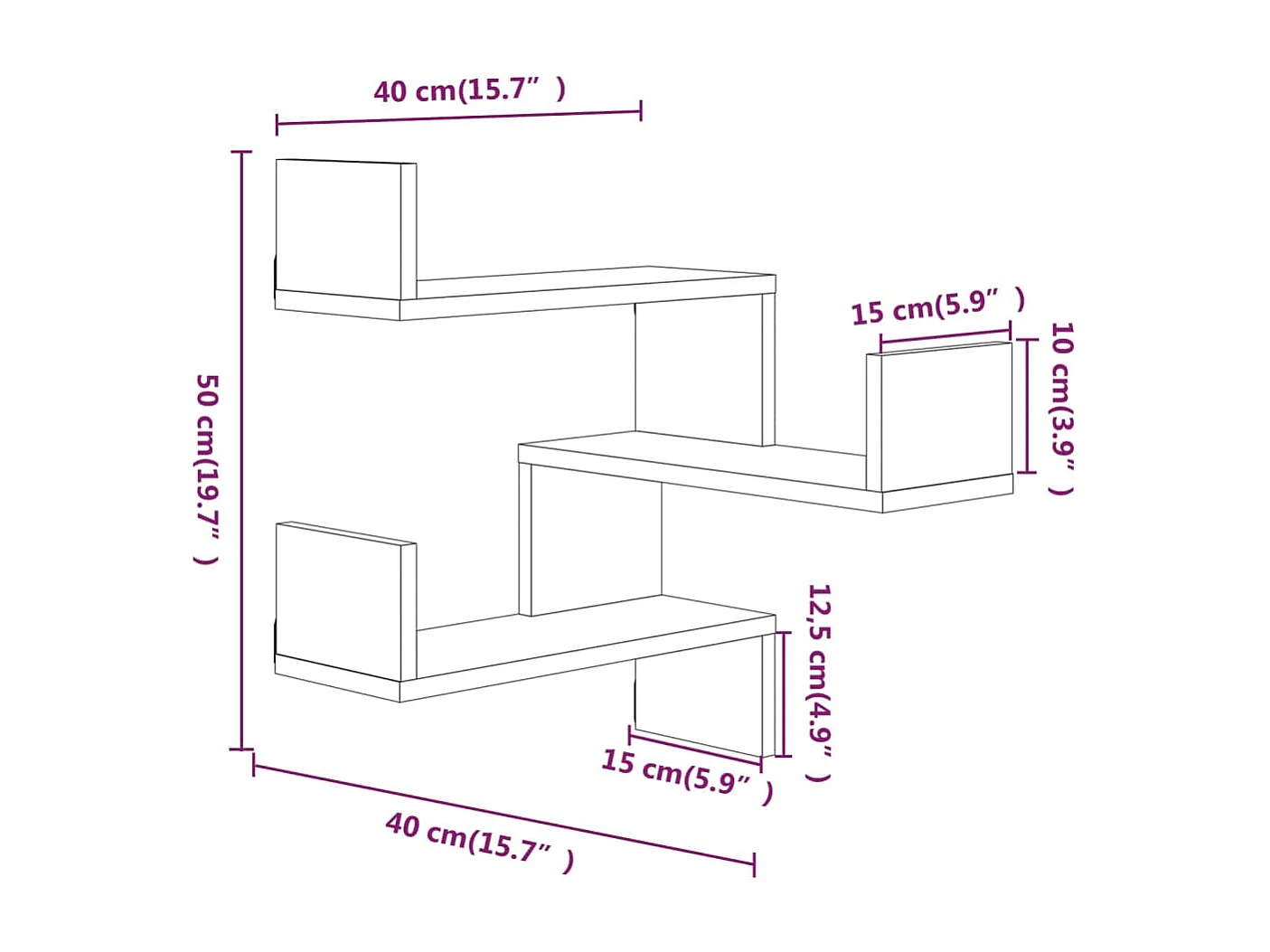 Étagère d'angle murale Chêne fumé 40x40x50 cm Bois d'ingénierie