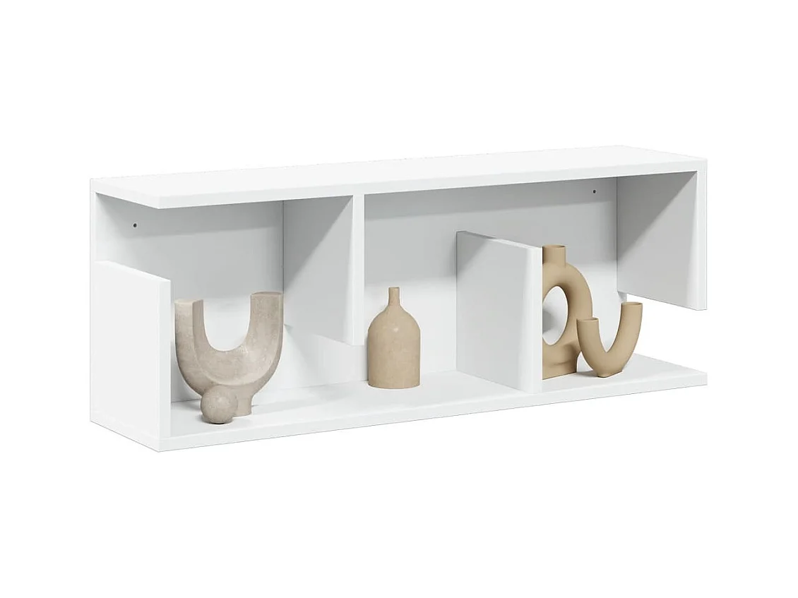 Wandkast 80x20x30 cm wit bewerkt hout