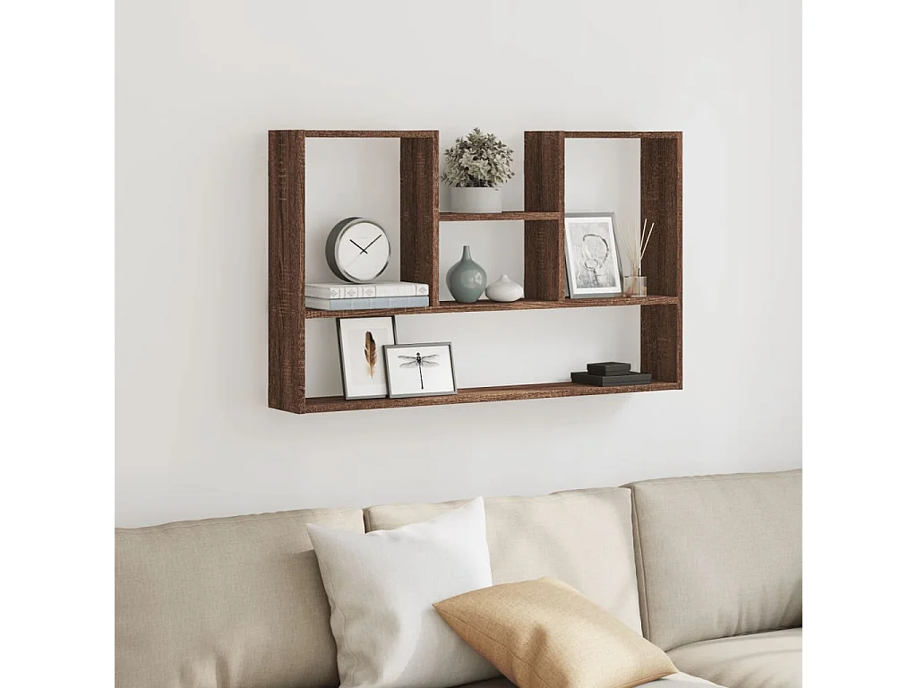 Bruine eikenhouten wandplank 99x15x60 cm bewerkt hout