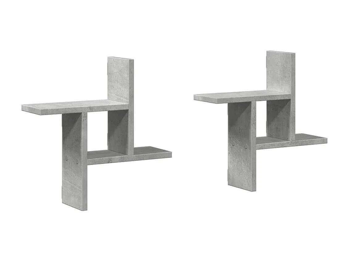 Wandregale 2 Stück Betongrau 38x12x38 cm Holzwerkstoff