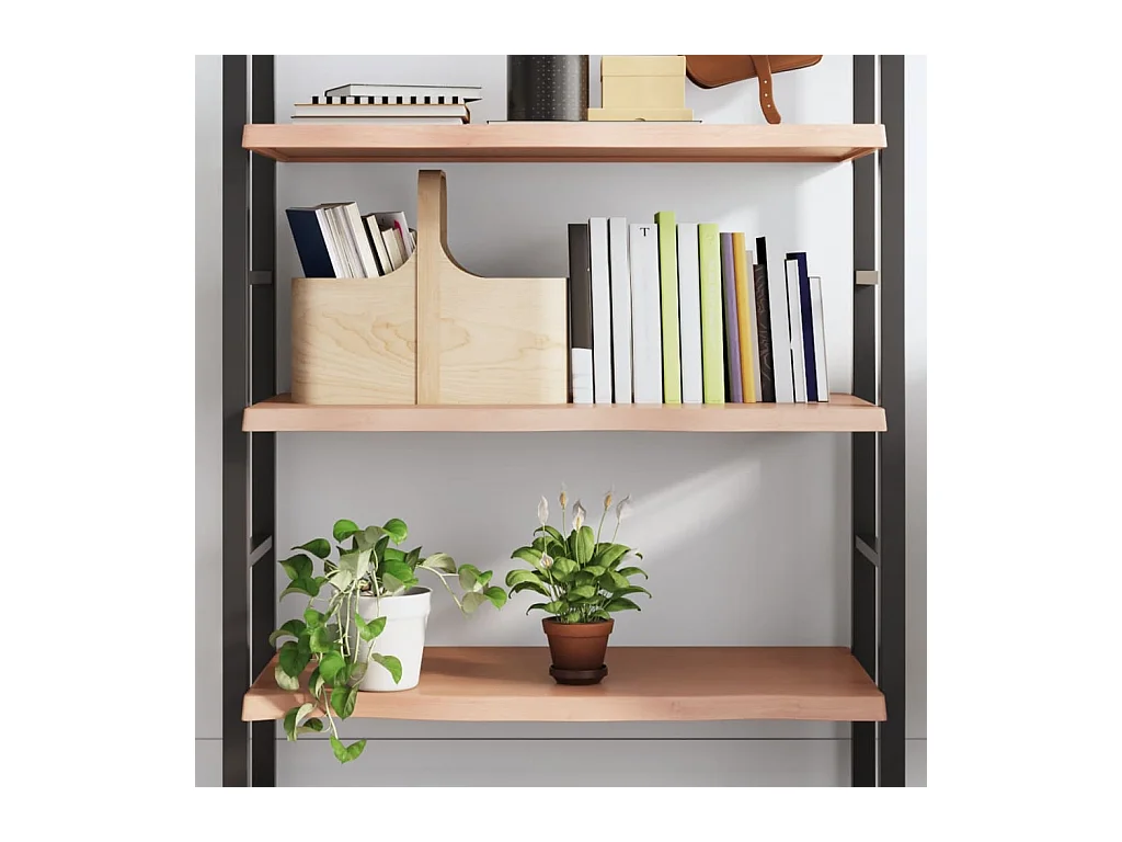 Mensola da parete marrone chiaro in legno massello di rovere trattato