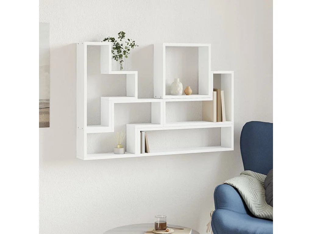 Étagère murale blanc 96x12x64 cm bois d’ingénierie