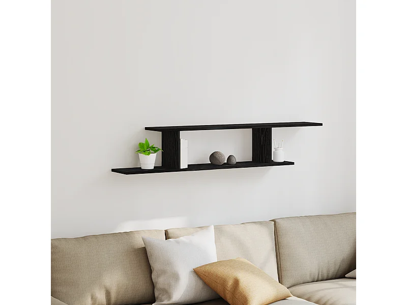 Étagère murale pour téléviseur, chêne noir, 125 x 18 x 23 cm, en bois d'ingénierie