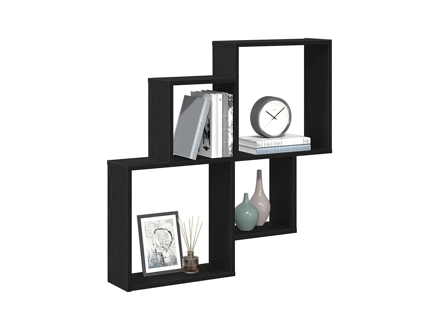 Pensile in rovere nero 80x15x78,5 cm in legno precomposto