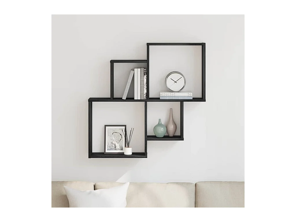 Pensile in rovere nero 80x15x78,5 cm in legno precomposto