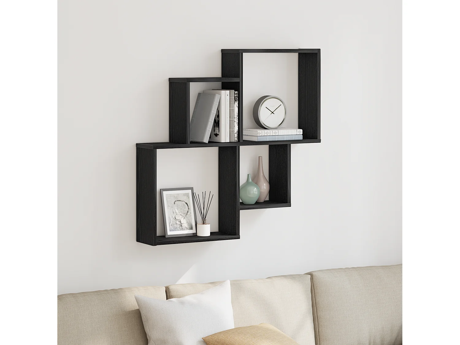 Armario de pared de roble negro 80x15x78,5 cm en madera reconstituida