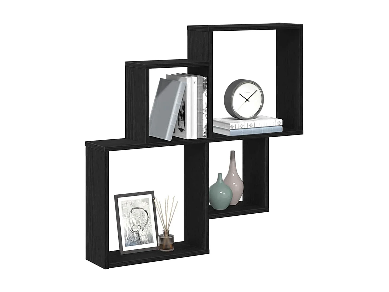 Armario de pared de roble negro 80x15x78,5 cm en madera reconstituida