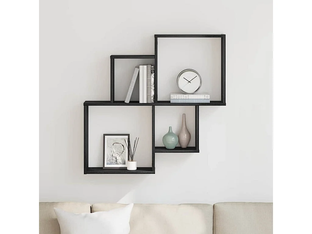 Armario de pared de roble negro 80x15x78,5 cm en madera reconstituida