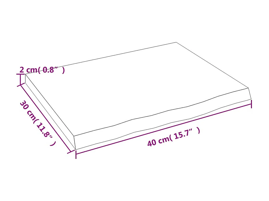 Wandregal 40x30x2 cm unbehandeltes Eichenholz