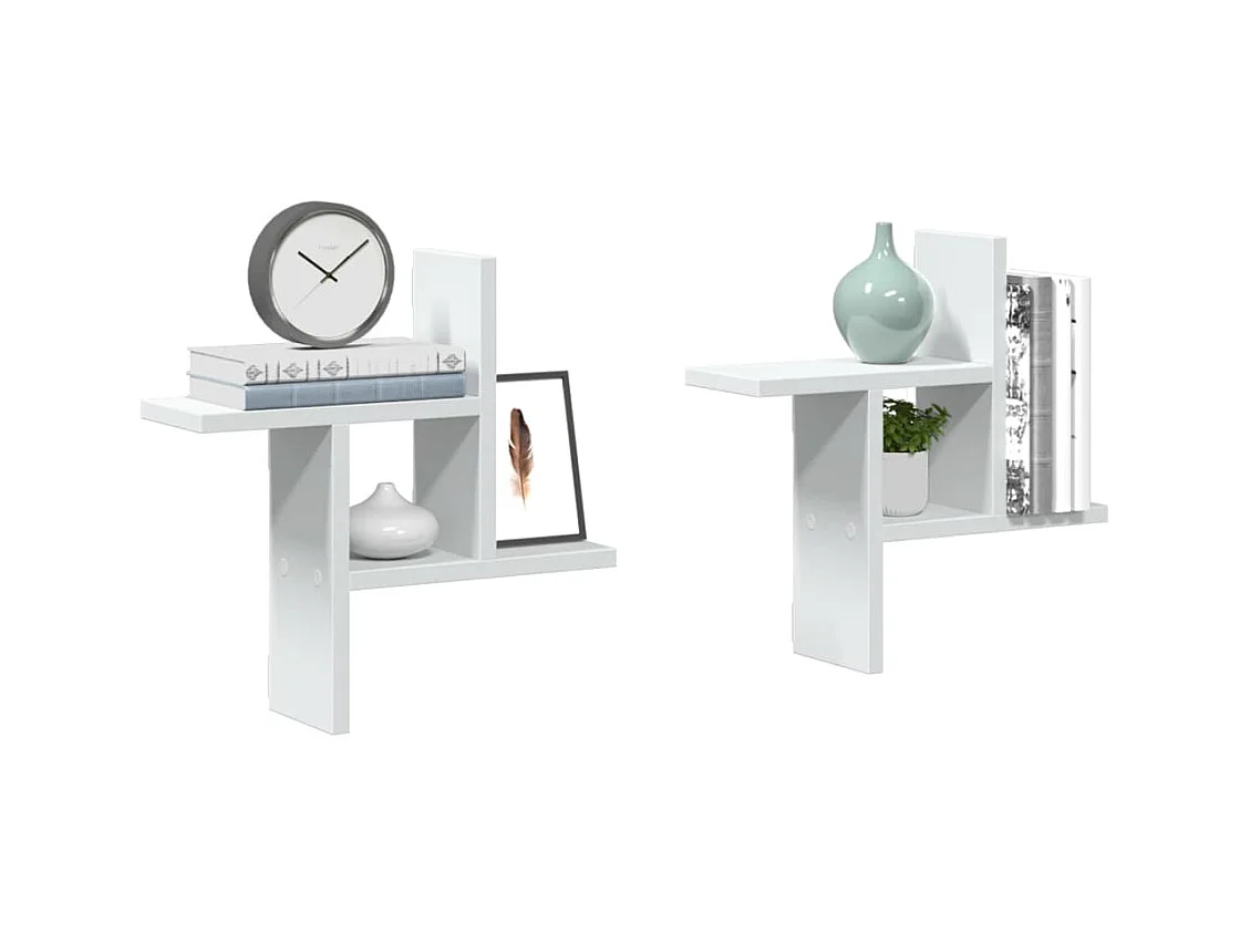 Wandregale 2 Stück weiß 38x12x38 cm Holzwerkstoff