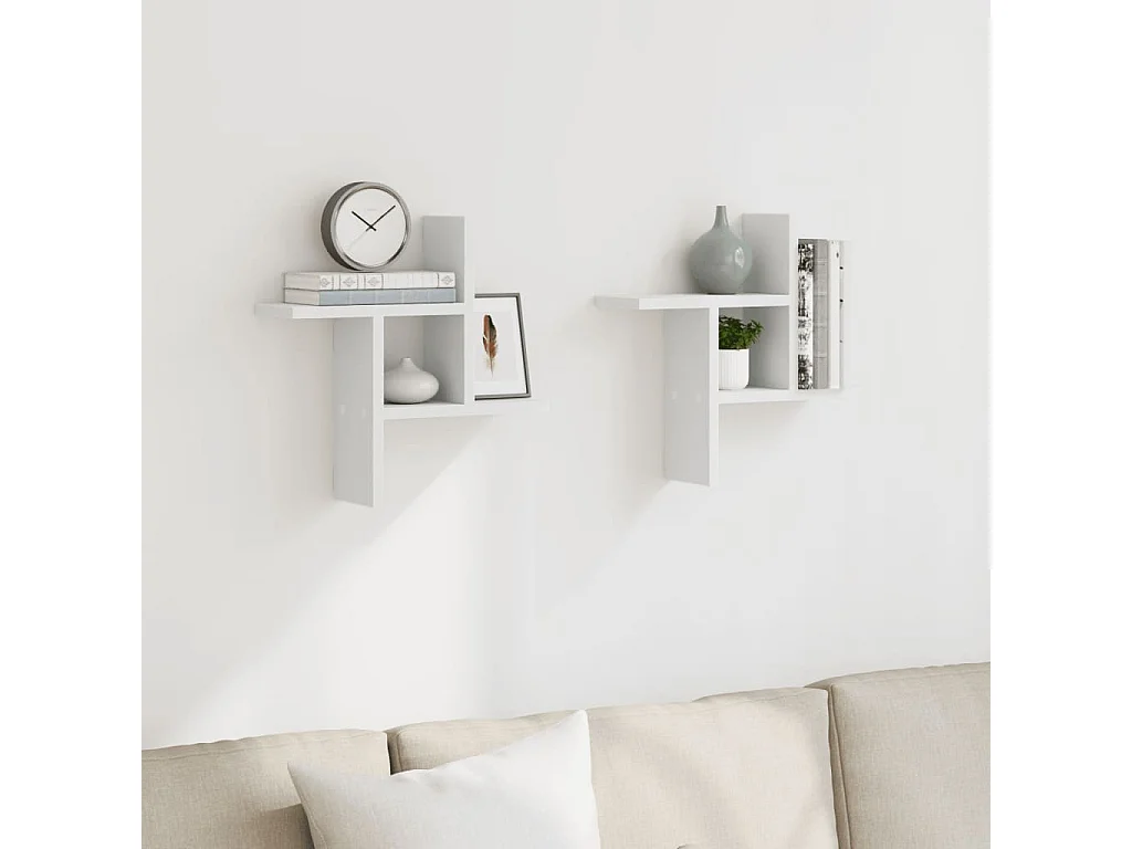 Étagères murales 2 pcs blanc 38x12x38 cm bois d'ingénierie