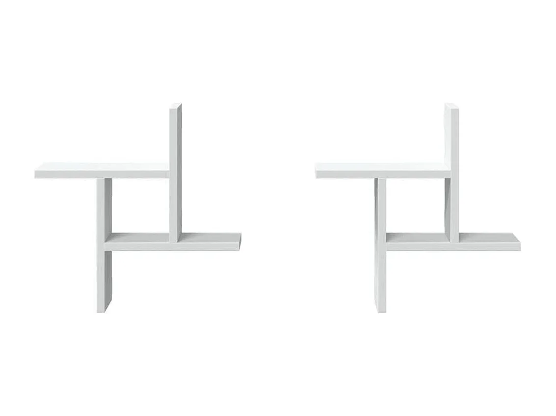 Étagères murales 2 pcs blanc 38x12x38 cm bois d'ingénierie
