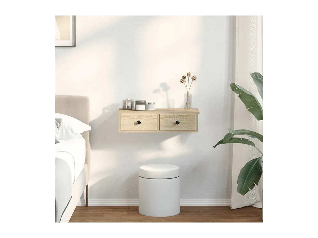 Étagère murale avec tiroirs chêne sonoma bois d'ingénierie