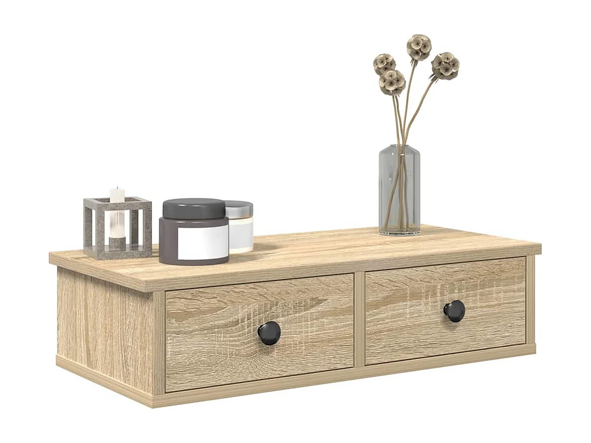 Étagère murale avec tiroirs chêne sonoma bois d'ingénierie