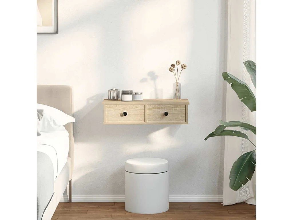 Étagère murale avec tiroirs chêne sonoma bois d'ingénierie