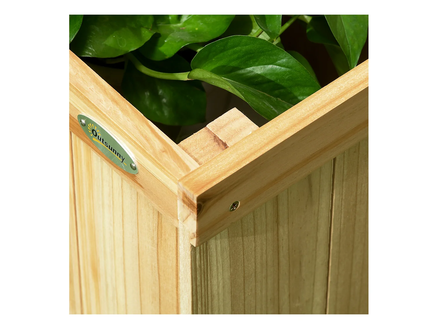 Paravent de balcon avec 4 jardinières en bois, séparateur de jardin naturel, 3 panneaux (133x62x165 cm)