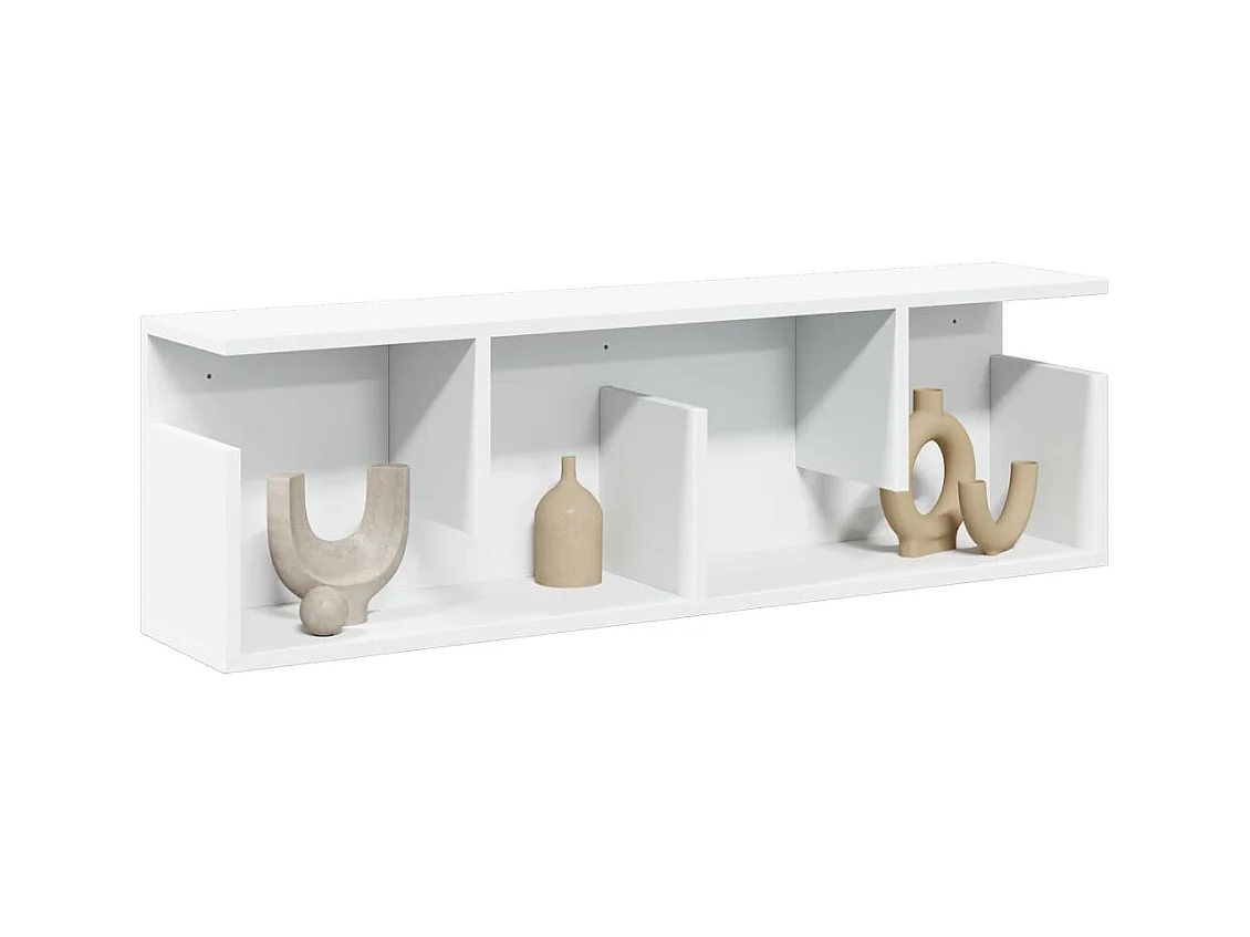 Wandkast 100x20x30 cm wit bewerkt hout