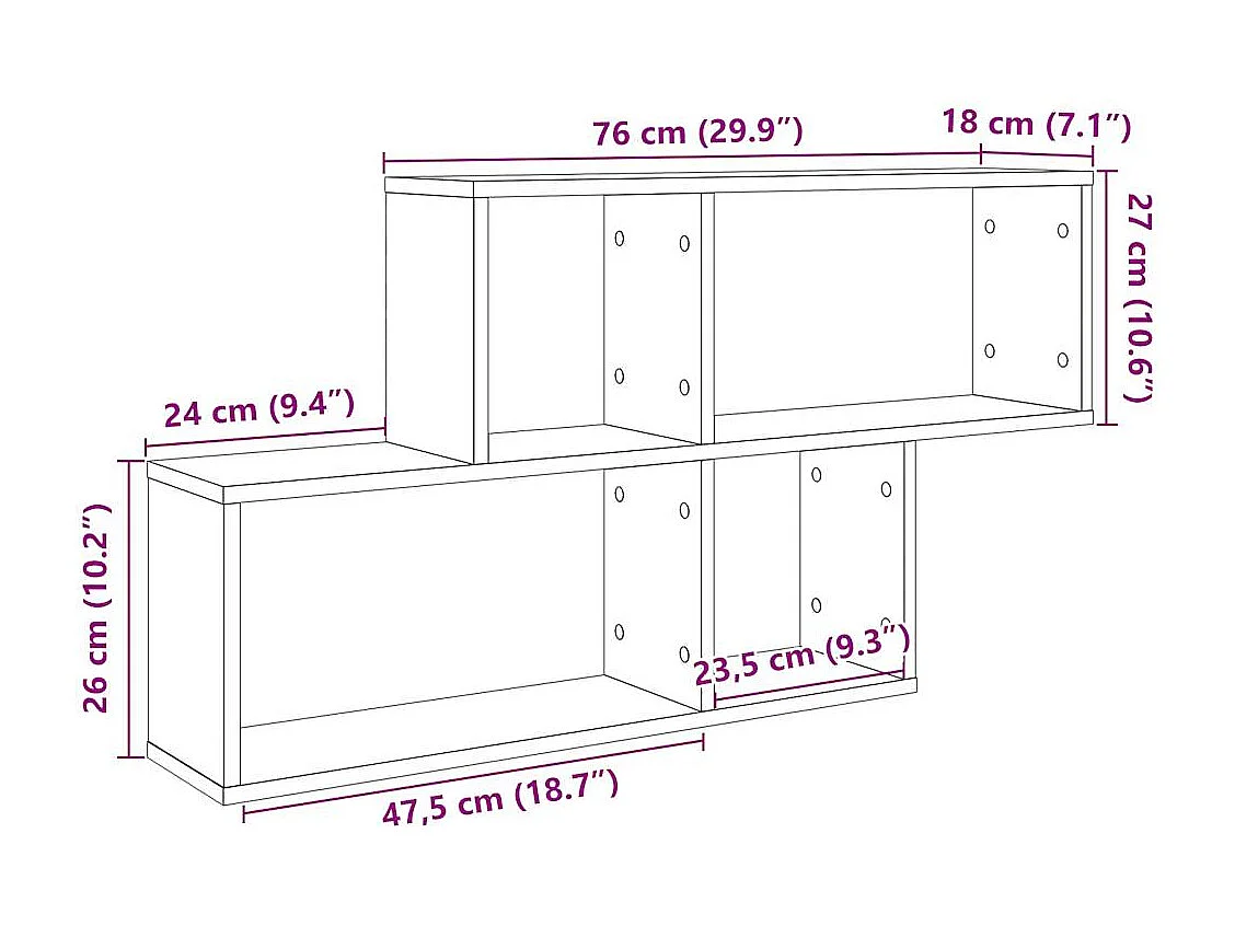 Mensola da parete in legno vecchio 100x18x53 cm in legno ingegnerizzato