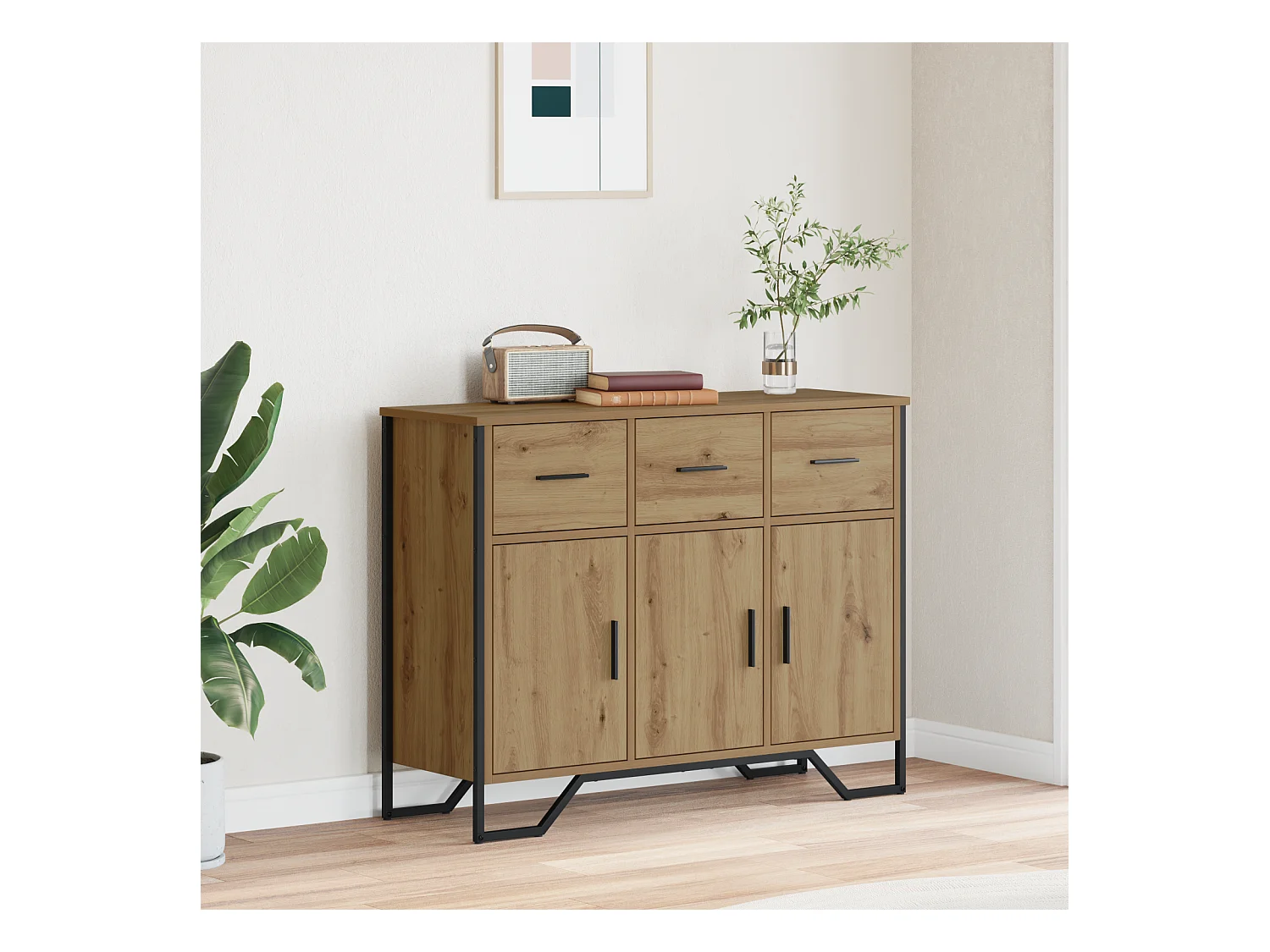 Artisan Eiken Dressoir 97x32,5x74,5 cm Bewerkt Hout