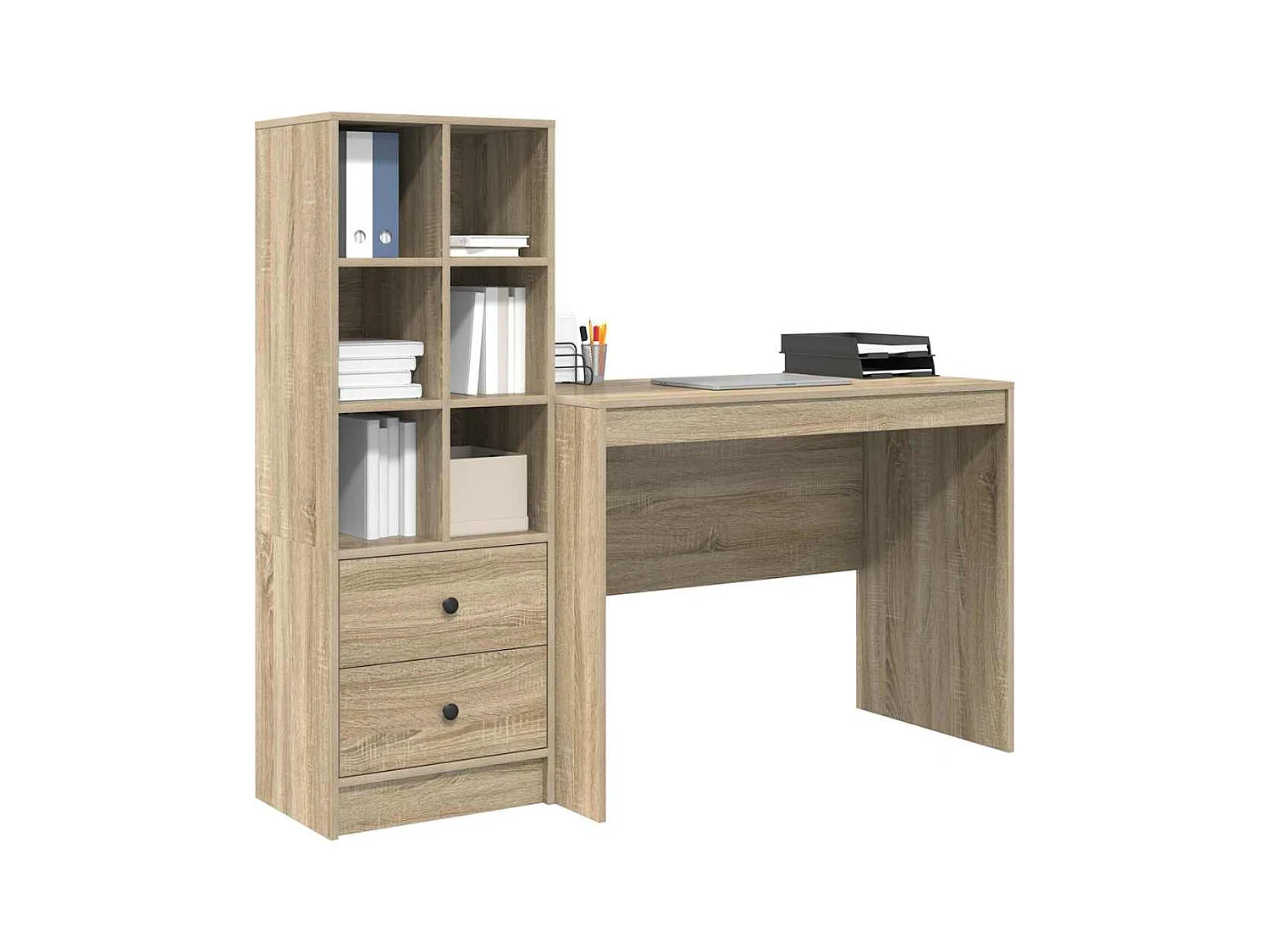 Bureau avec rangement en chêne de Sonoma en bois d'ingénierie