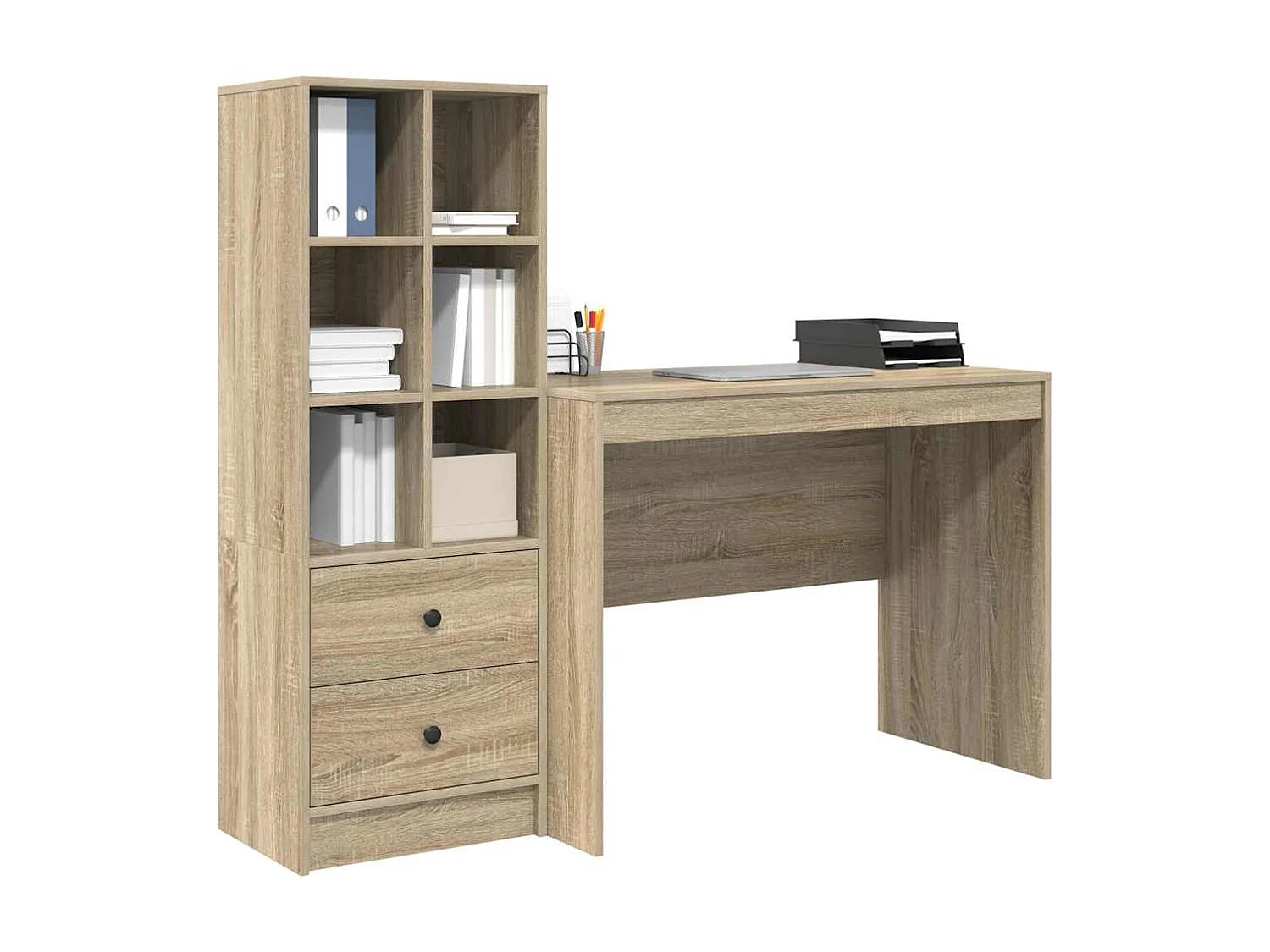 Bureau avec rangement en chêne de Sonoma en bois d'ingénierie