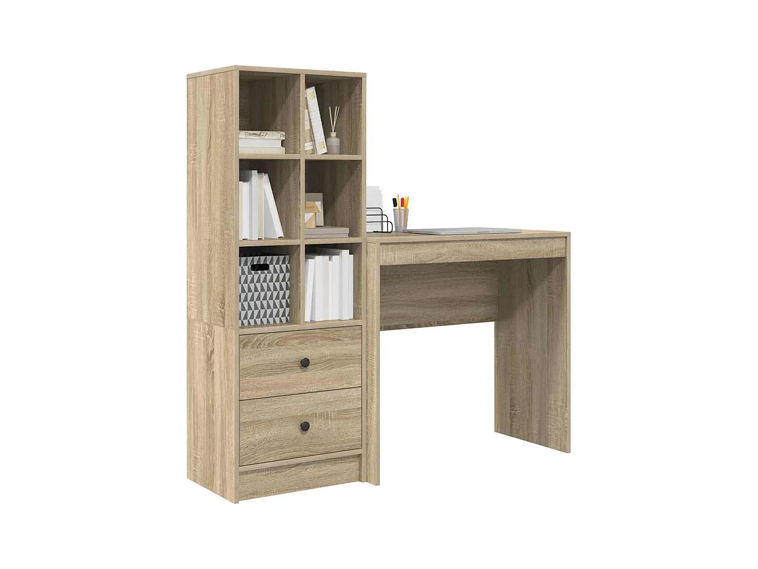 Bureau Avec Rangement Chêne Sonoma Bois d'Ingénierie
