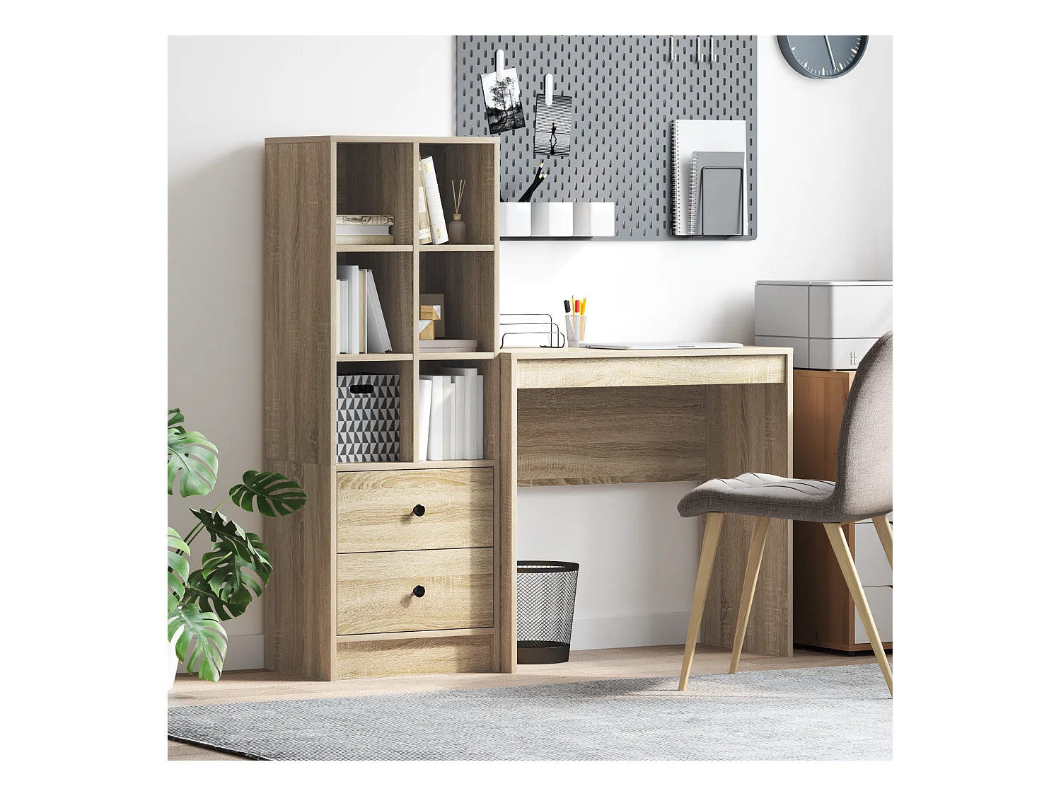 Bureau Avec Rangement Chêne Sonoma Bois d'Ingénierie