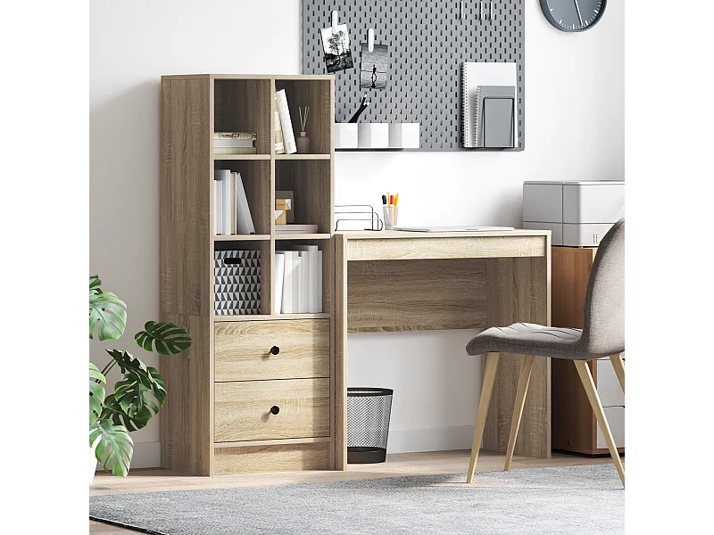 Bureau Avec Rangement Chêne Sonoma Bois d'Ingénierie
