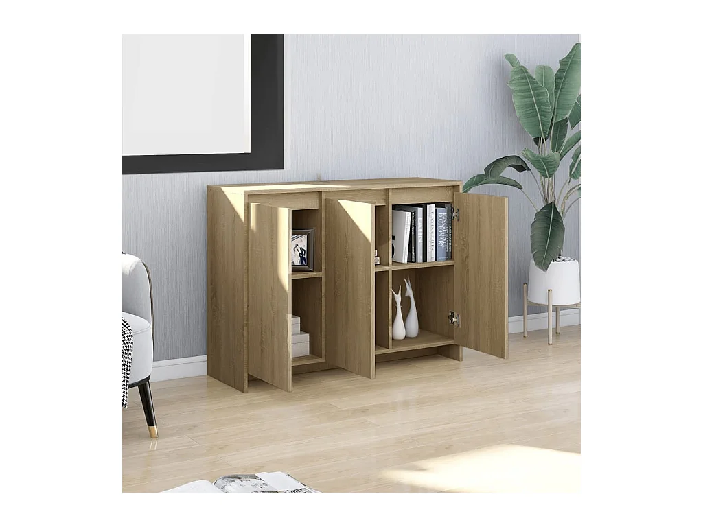 Sideboard aus Sonoma-Eiche, 102 x 33 x 75 cm, Holzwerkstoff