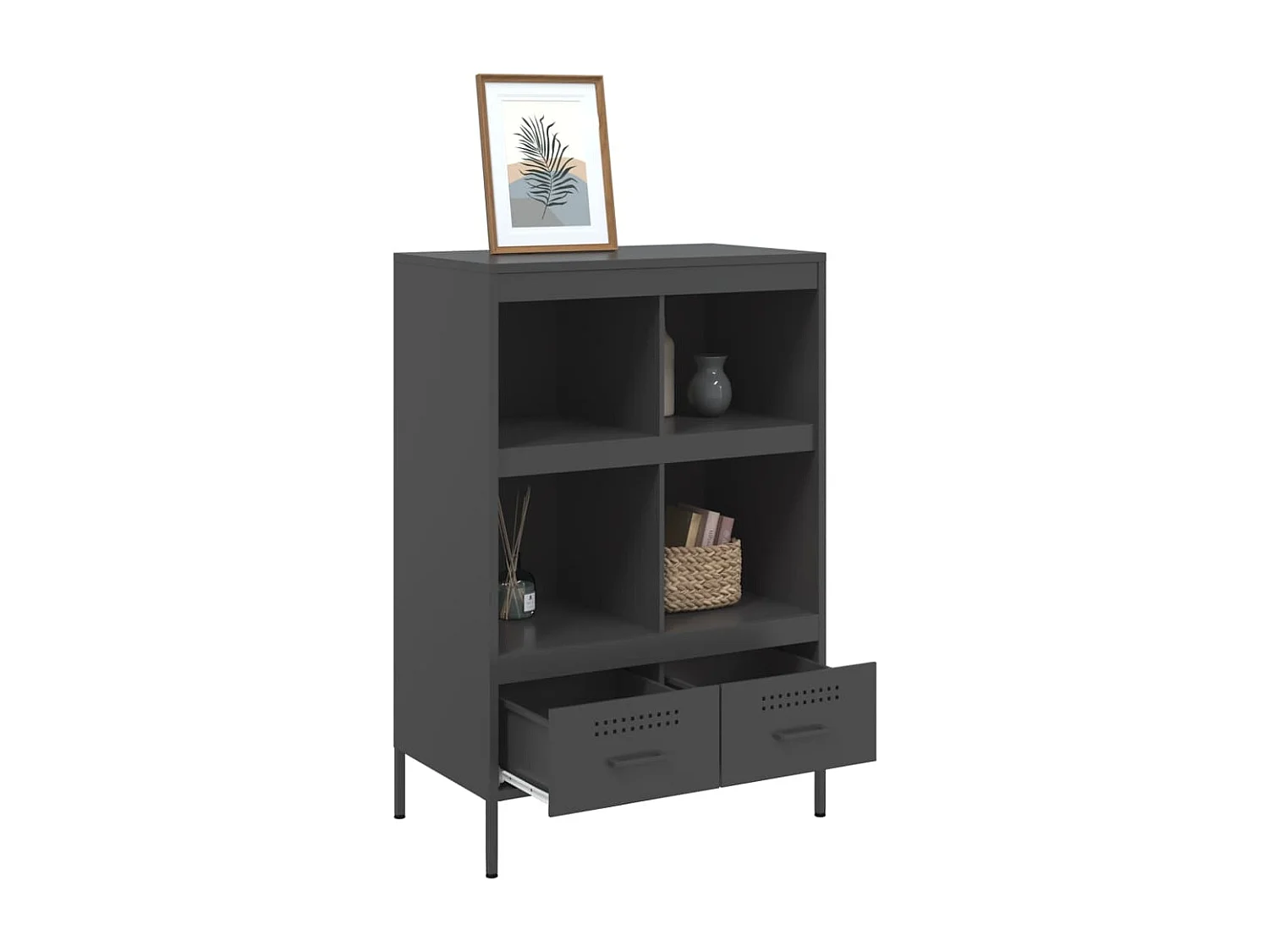 Buffet haut noir 68x39x101,5 cm acier
