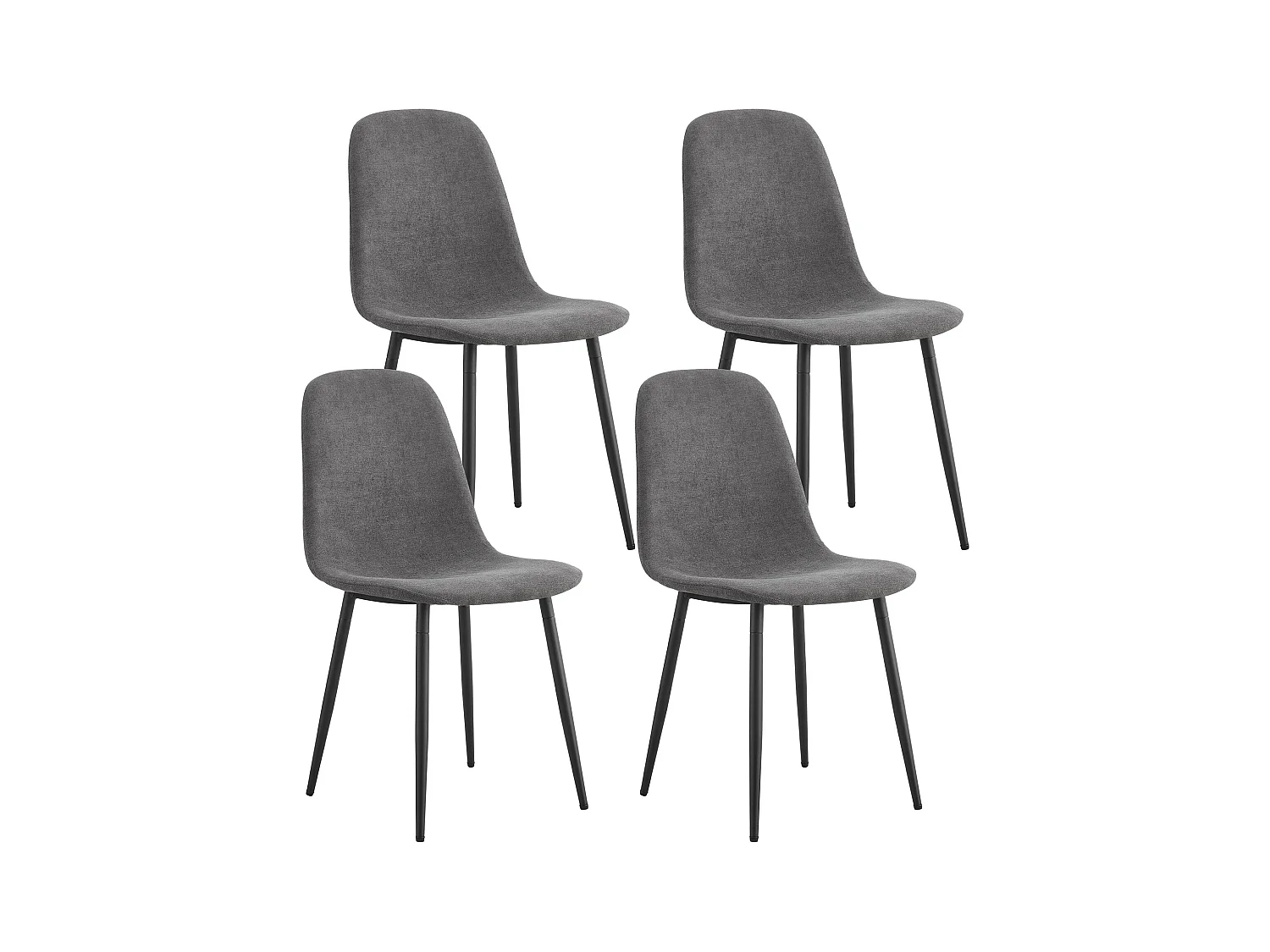 Ensemble de salle à manger (5 pièces), table moderne en MDF avec pieds dorés, 4 chaises en lin gris avec pieds métalliques (117x68x75 cm)