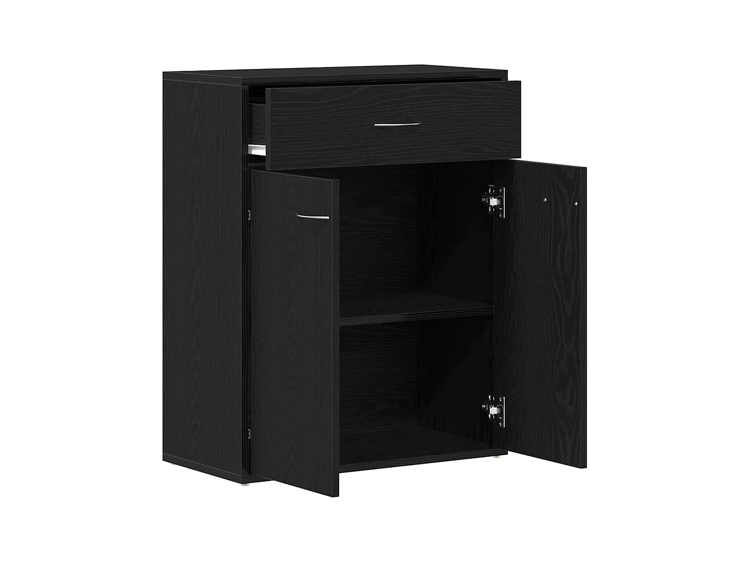 Buffet Noir Chêne 60x30x75 cm en bois d'ingénierie