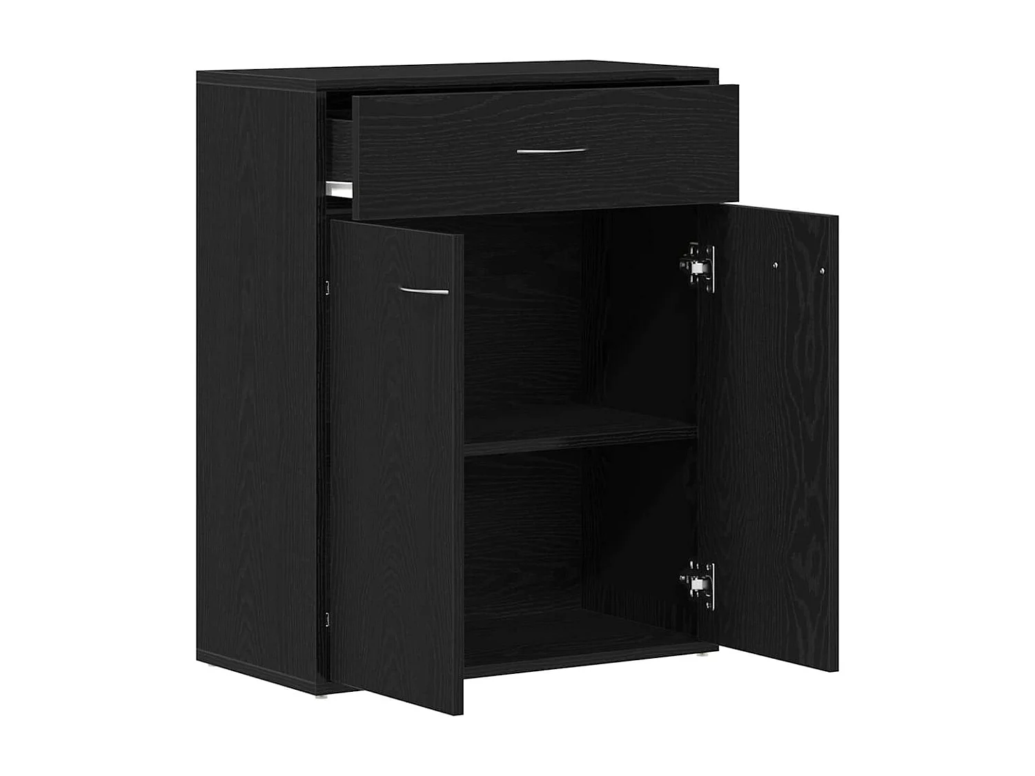 Buffet Noir Chêne 60x30x75 cm en bois d'ingénierie