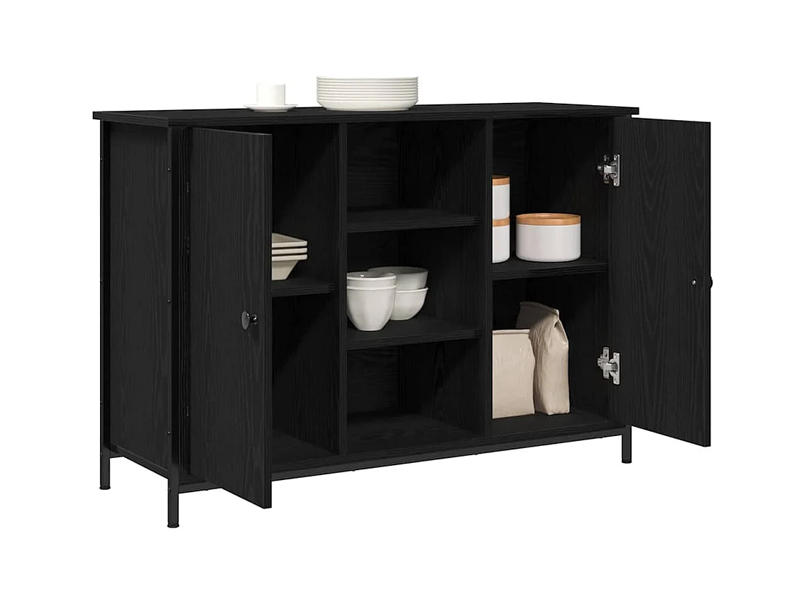 Buffet Chêne Noir 100x35x70 cm Bois d'ingénierie et Acier