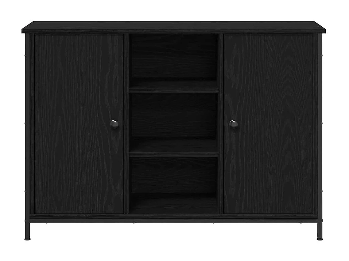 Buffet Chêne Noir 100x35x70 cm Bois d'ingénierie et Acier