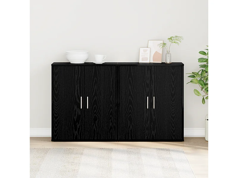Haut Armoire 2 pcs Chêne noir 60 x 31 x 70 cm Bois d'ingénierie